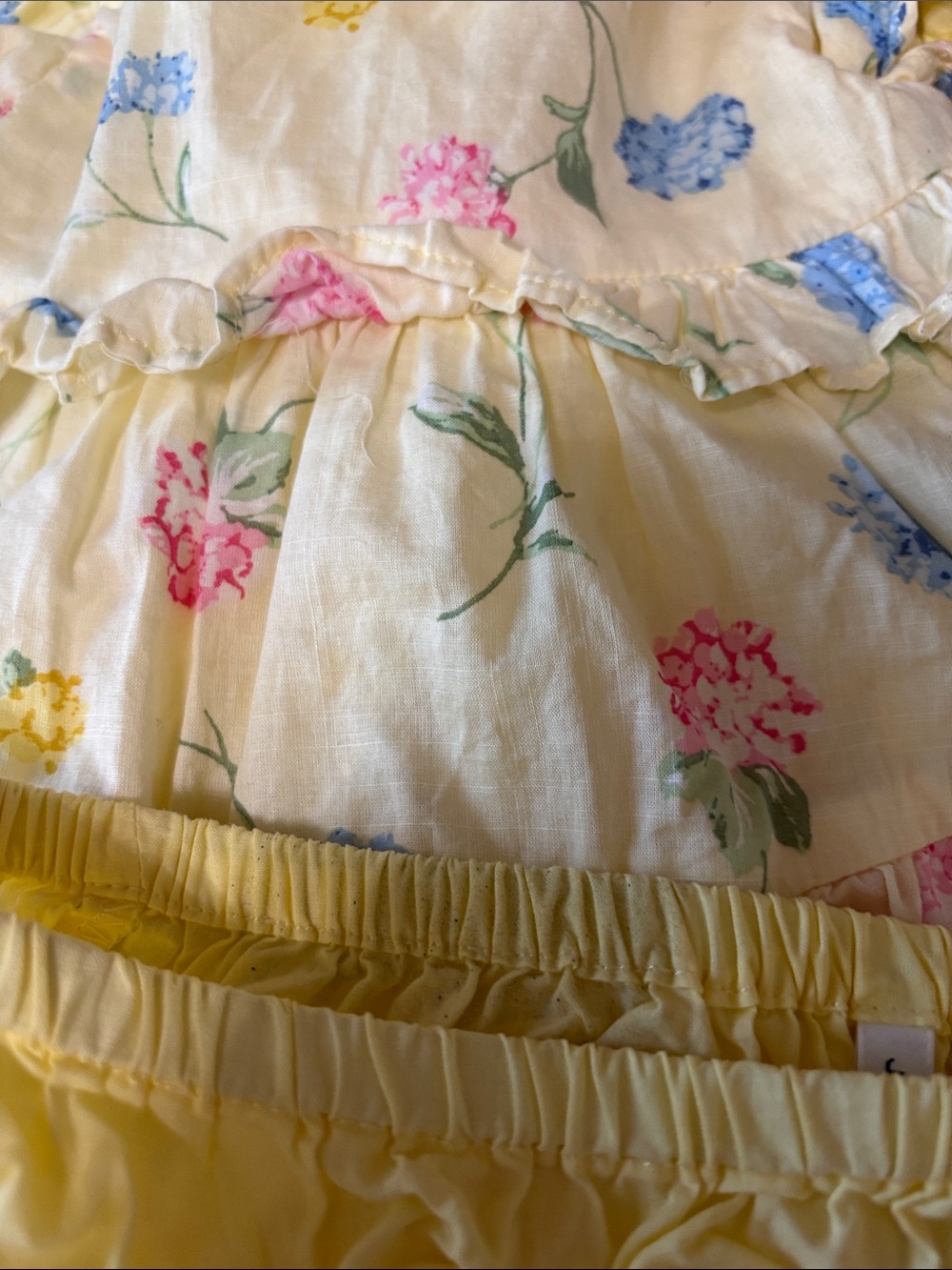 Janie and Jack Yellow Floral Ruffle Dress with Pink and Blue Blooms - Picture 7 of 9